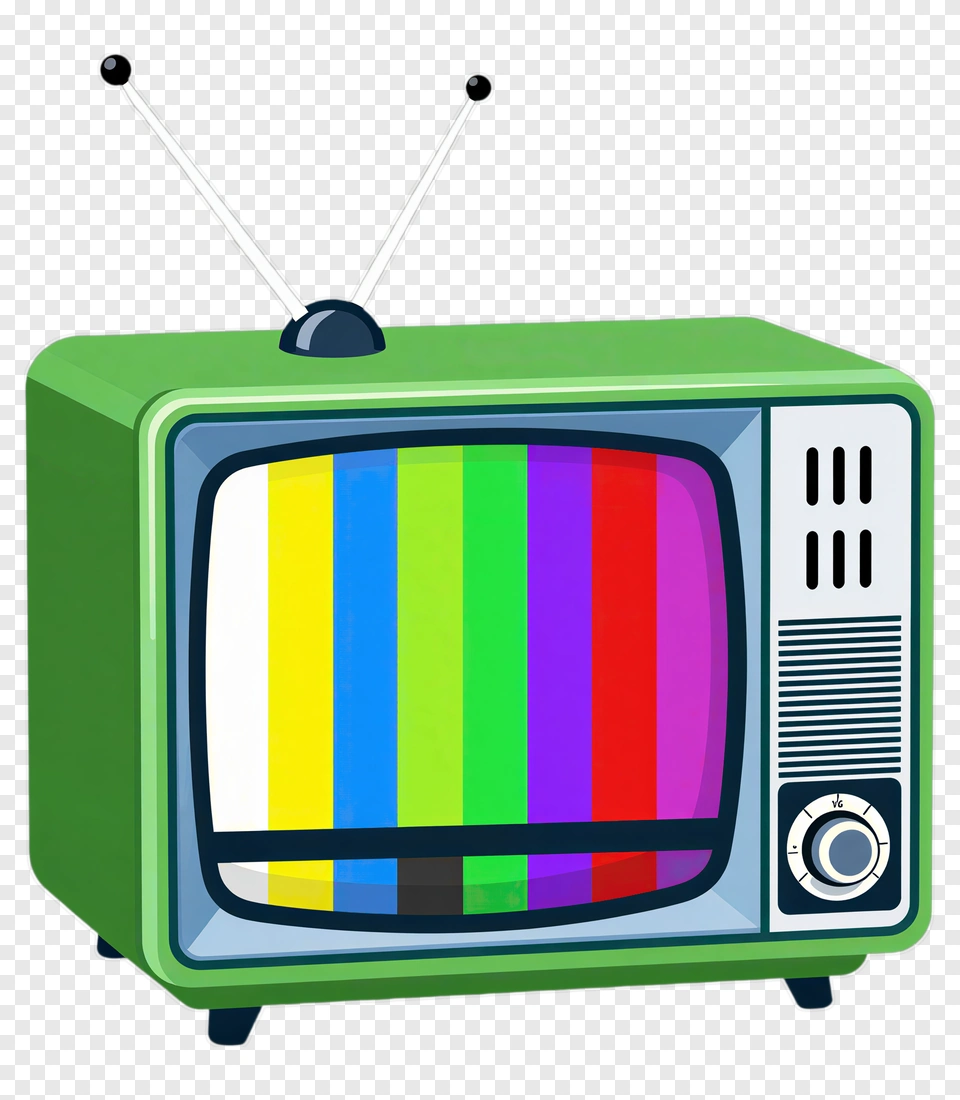 Cartoon Television With Colorful Test Pattern PNG