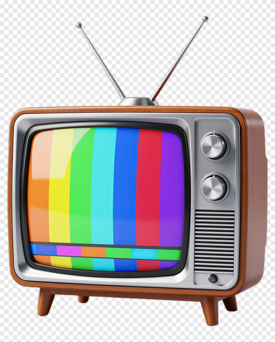 Vintage Television With Colorful Test Pattern PNG