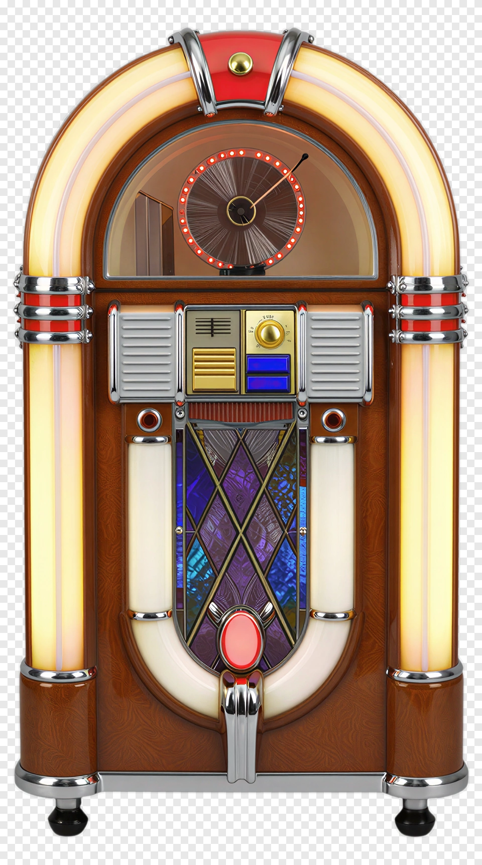 Vintage Jukebox With Colorful Lights PNG