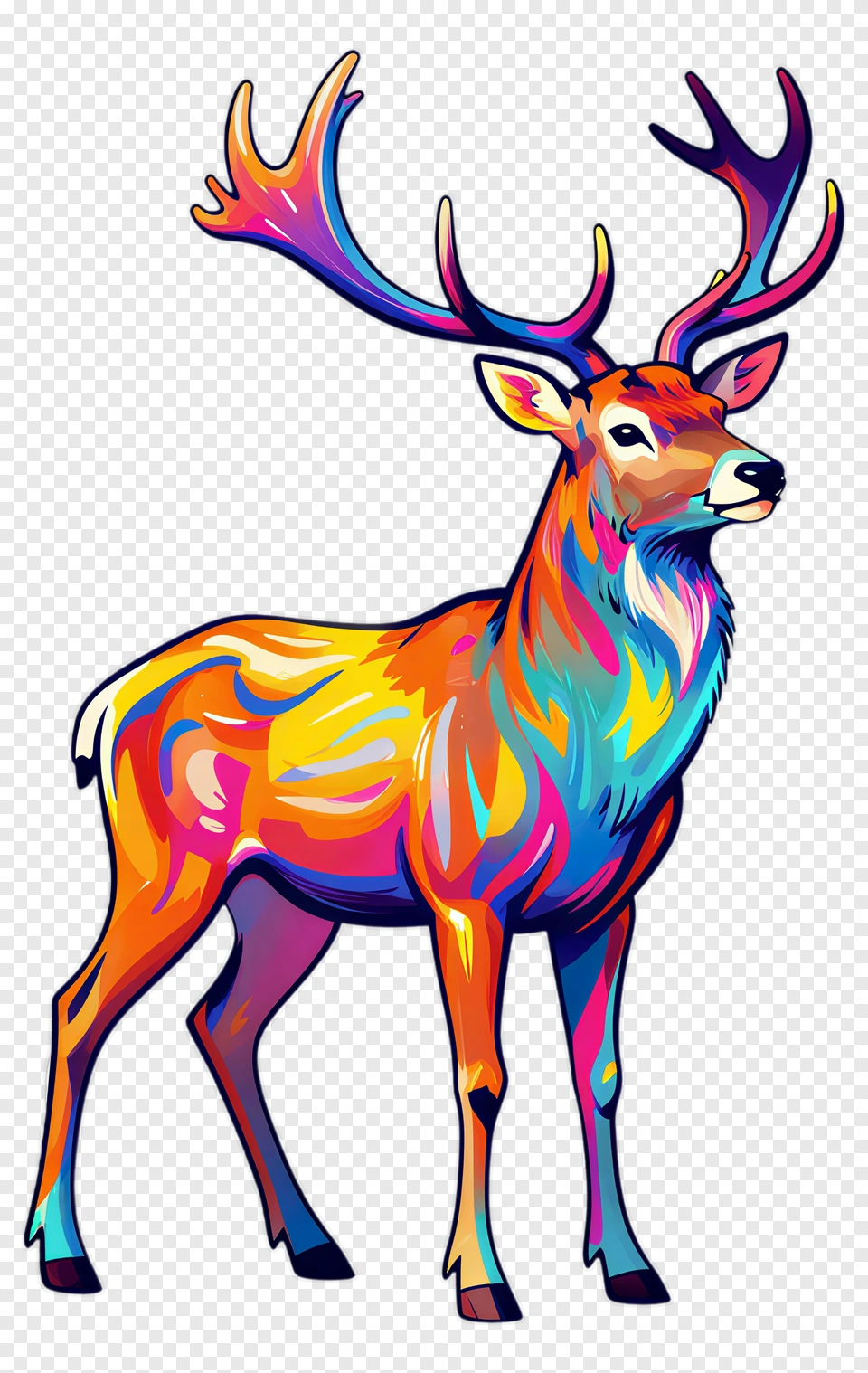 Colorful Stag With Antlers PNG